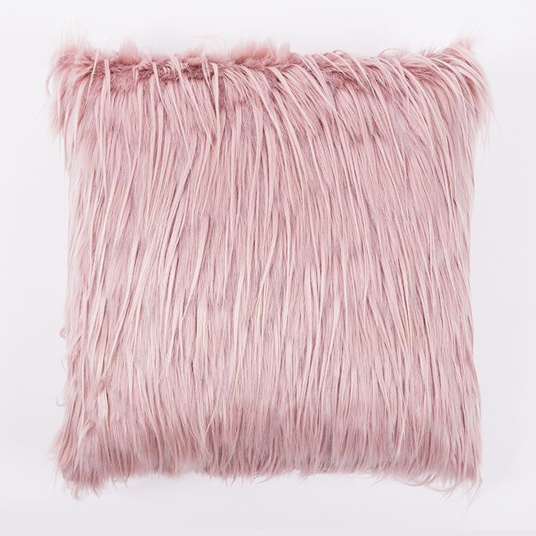 Dusty Rose Shaggy Faux Fur Cushion وسادة