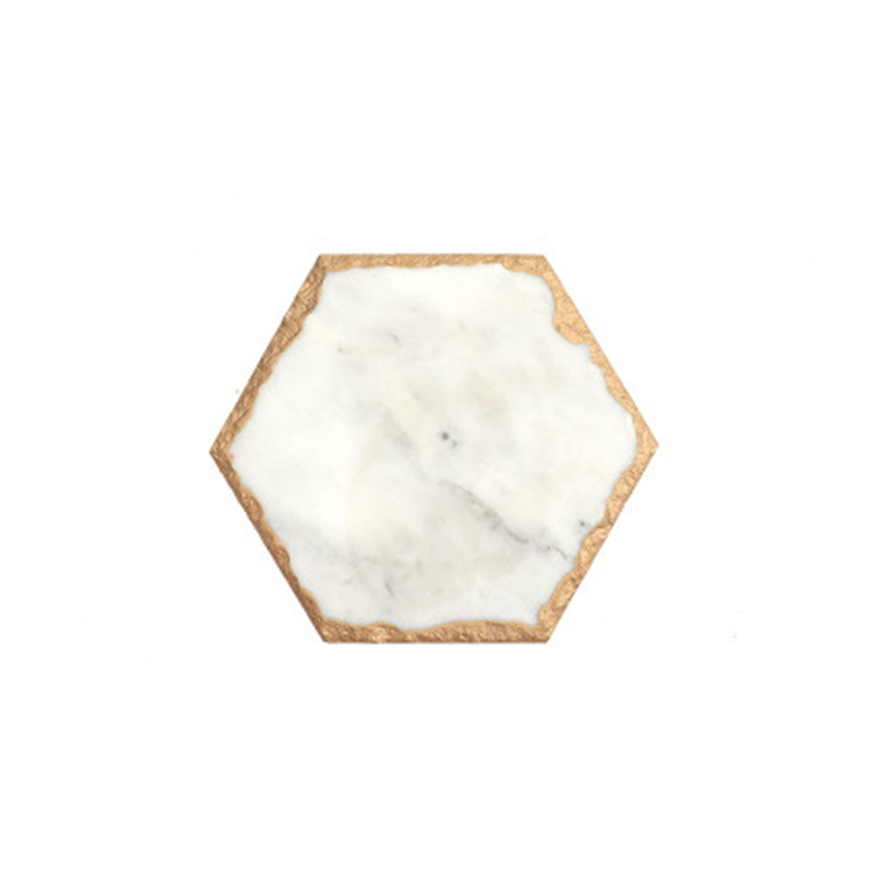 White Hexagon Marble Trivet - Small WX-023