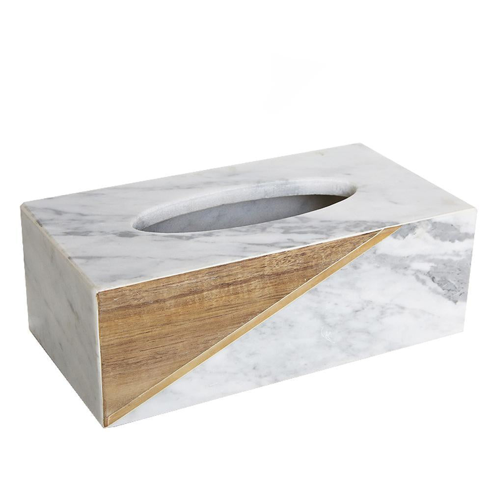 Marble, Wood & Brass Tissue Box Cover FB-T1917