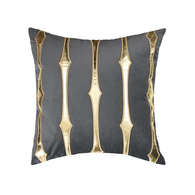 Grey Velvet with Gold Appliqué Cushion MND131