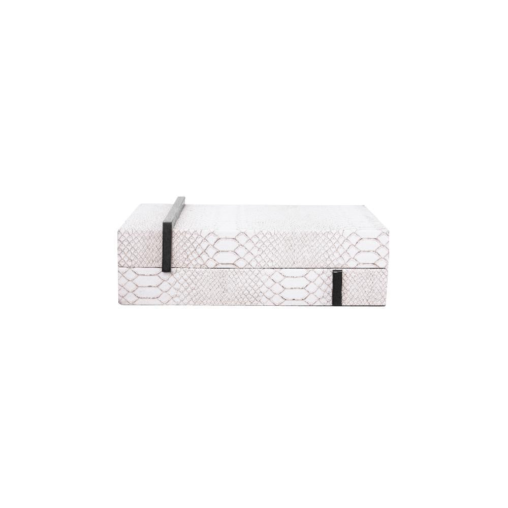 White Leather & Metal Decroative Box MediumFB-PG2017B