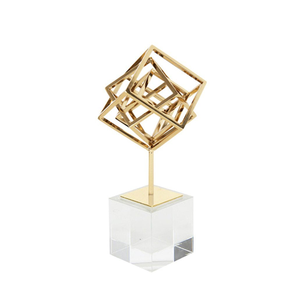 Gold Cube Decoration with Crystal Base - Small FC-W1919C