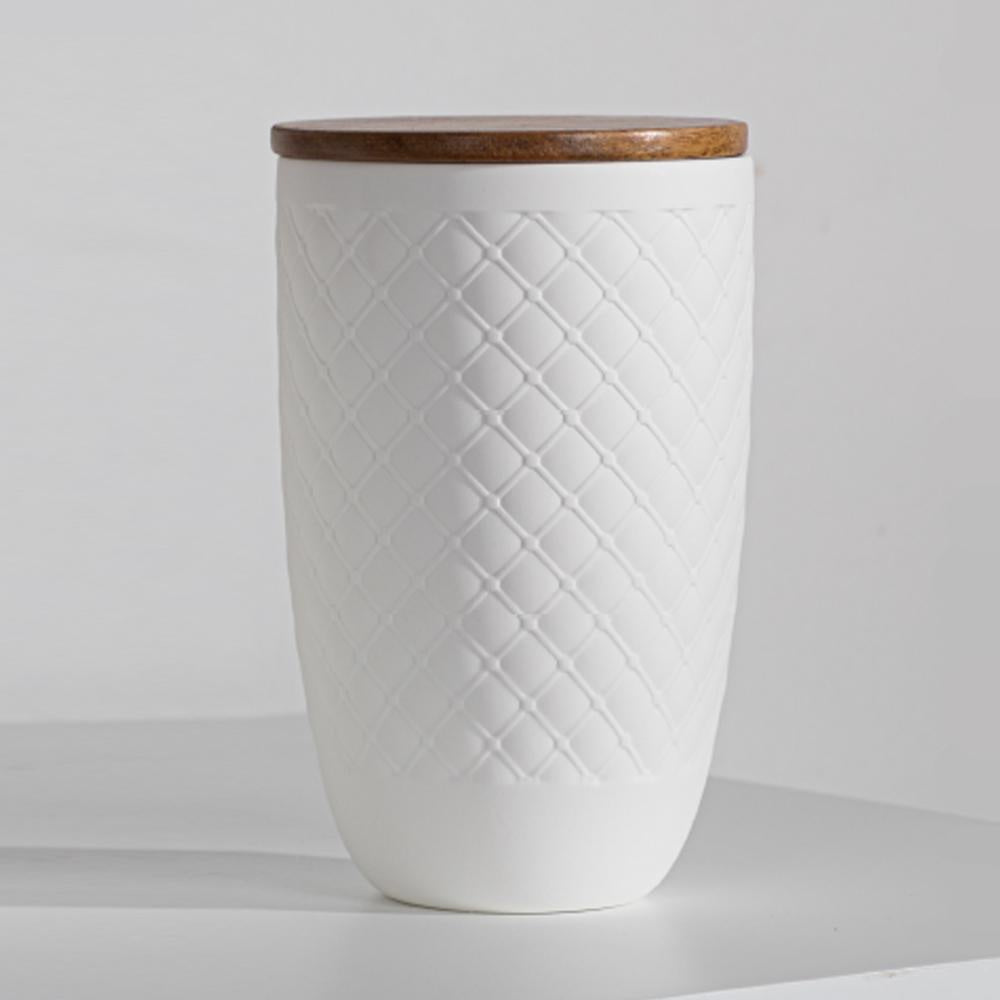 White Ceramic Jar with Lid RYLG0246