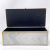 Glass Decorative Box with Metal Trim and Gold Marble Swirl - Large
