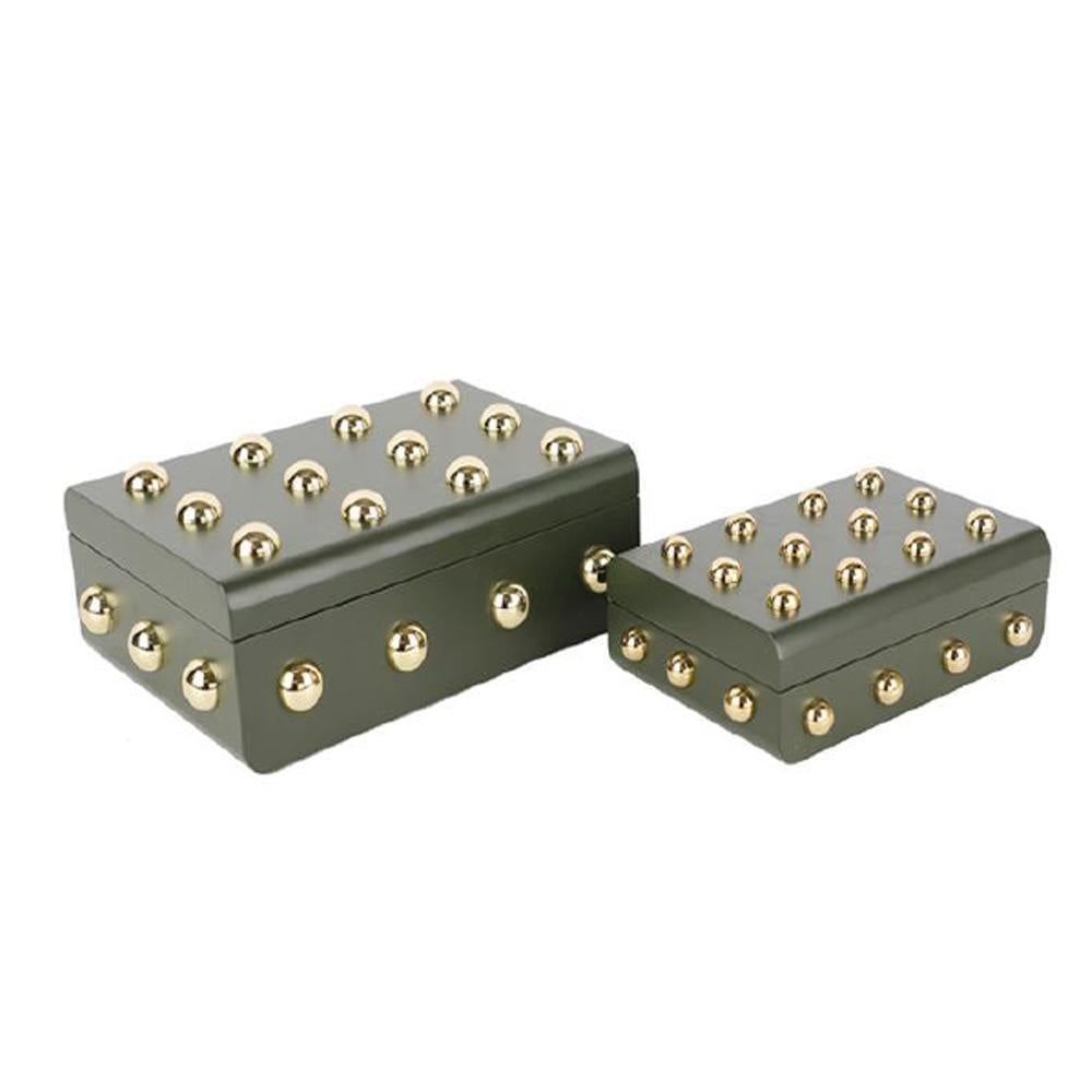 Green Decorative Box with Gold Detail - Small DX190003