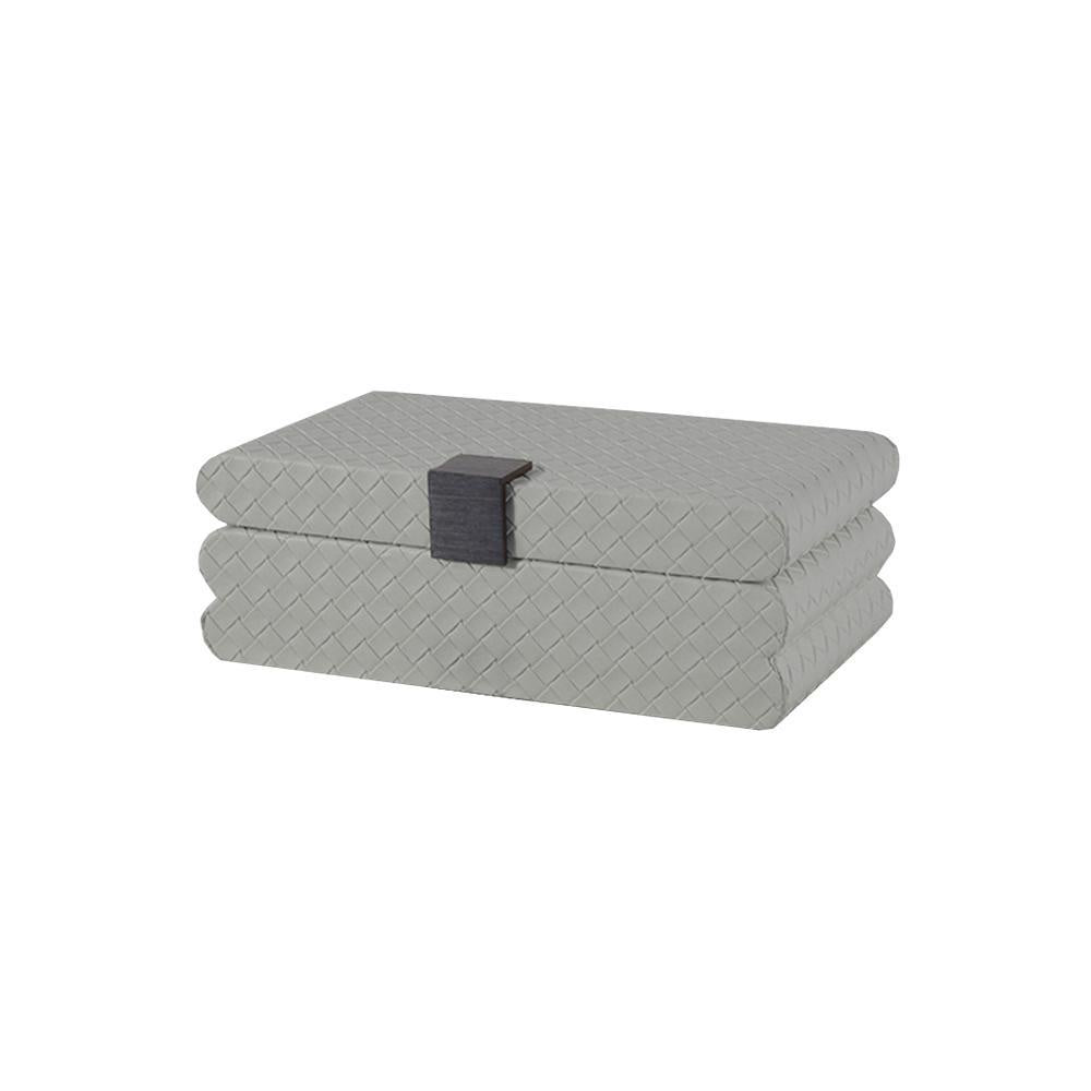 Sage Green Woven Leather Decorative Box with Metal Detail - Medium FB-PG2103B