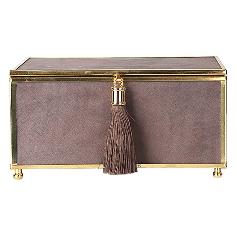 Gray Decorative Box with Tassel - Large FL-TZ1015B