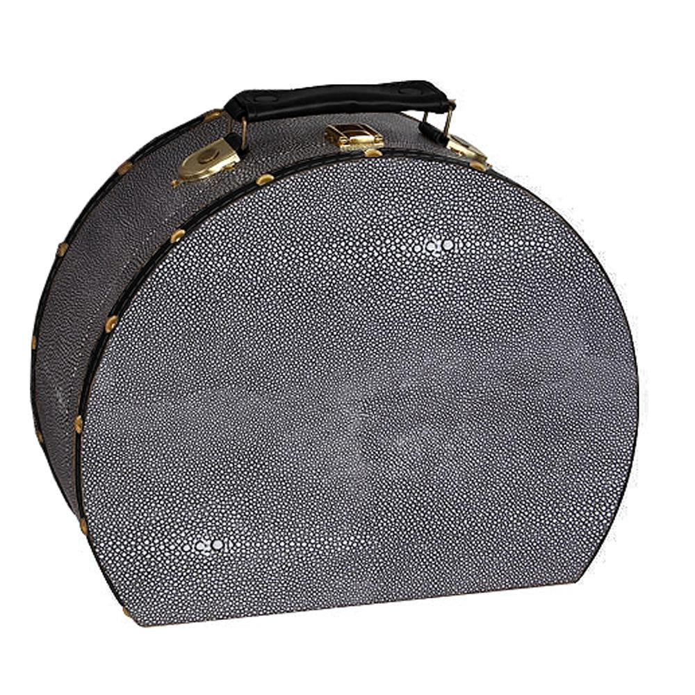 Grey Decorative Demilune Suitcase with Shagreen Finish - Large FB-PG1905A