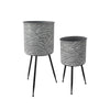 Grey Metal Planters with Abstract Design الغراس