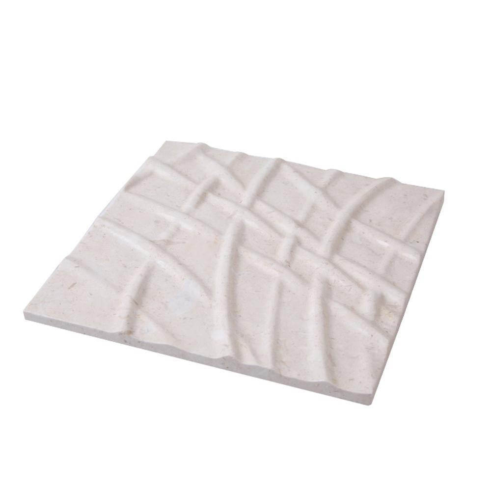 Square Textured Stone Tray - White FB-T2116