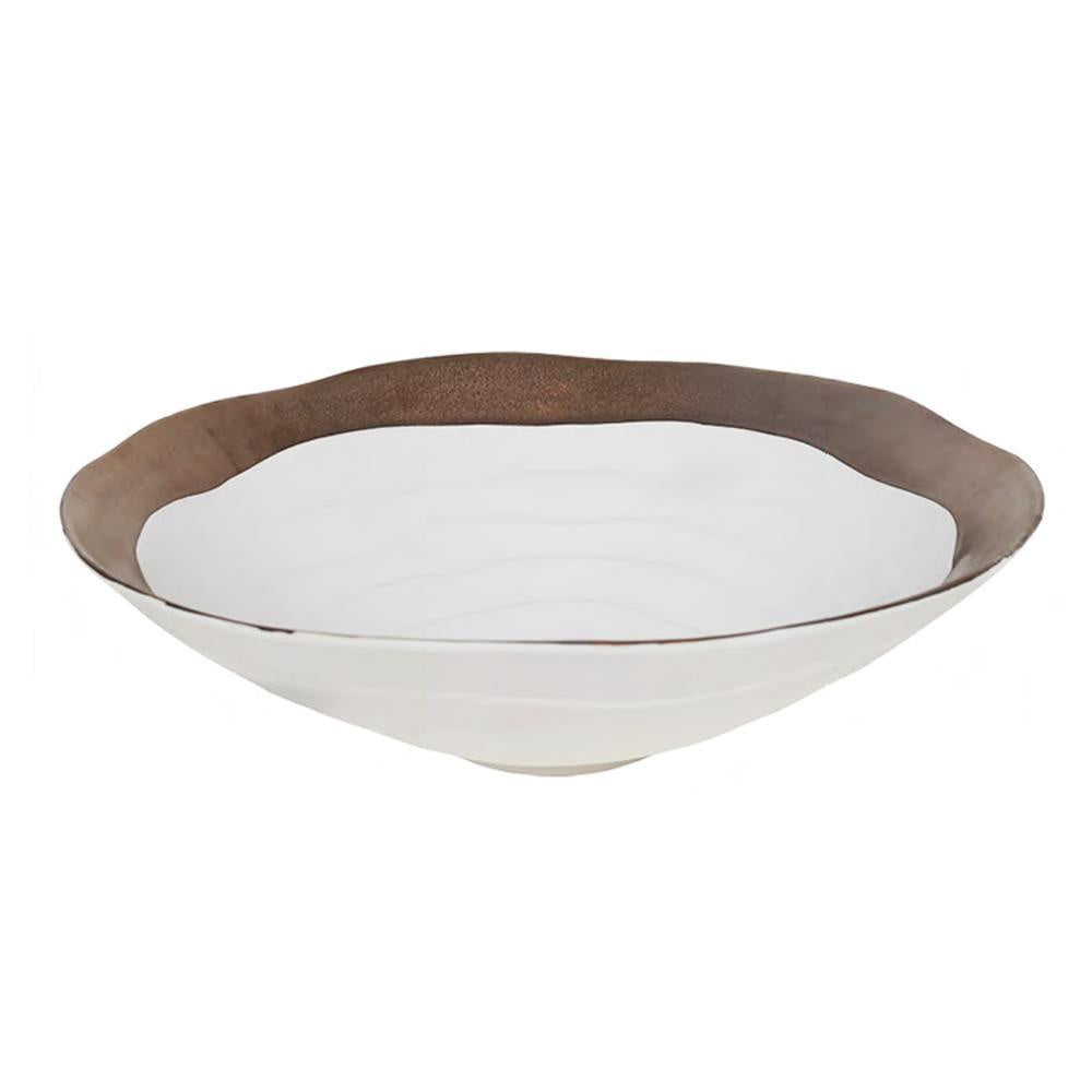 White & Gold Plated Ceramic Bowl RYDD0002J