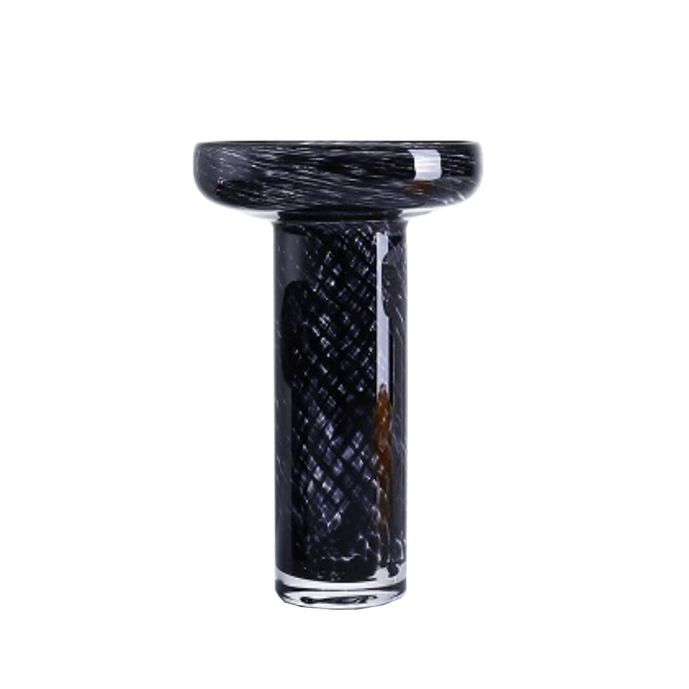 Deep Ink Blue Glass Pedestal Bowl - Tall 36020