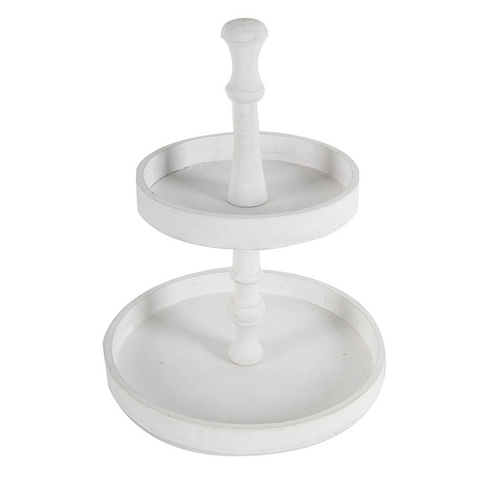White Wooden 2-Tiered Tray 37404-WHIT