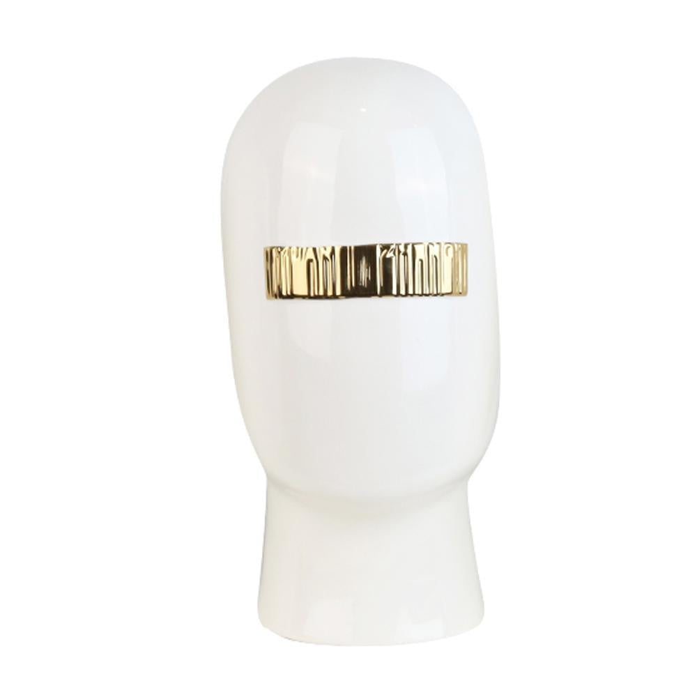 White and Gold Ceramic Abstract Sculpture - B FA-D1936B