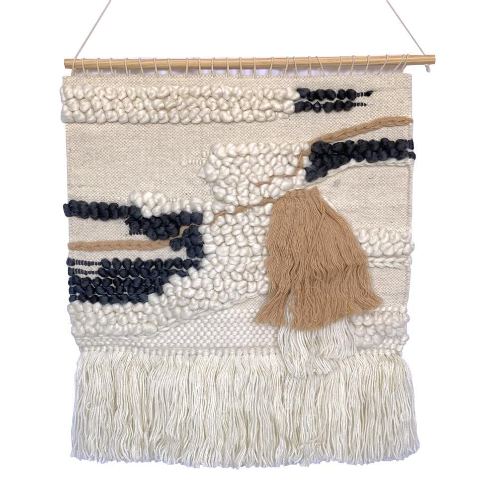 Ivory and Black Woven Wall Hanging