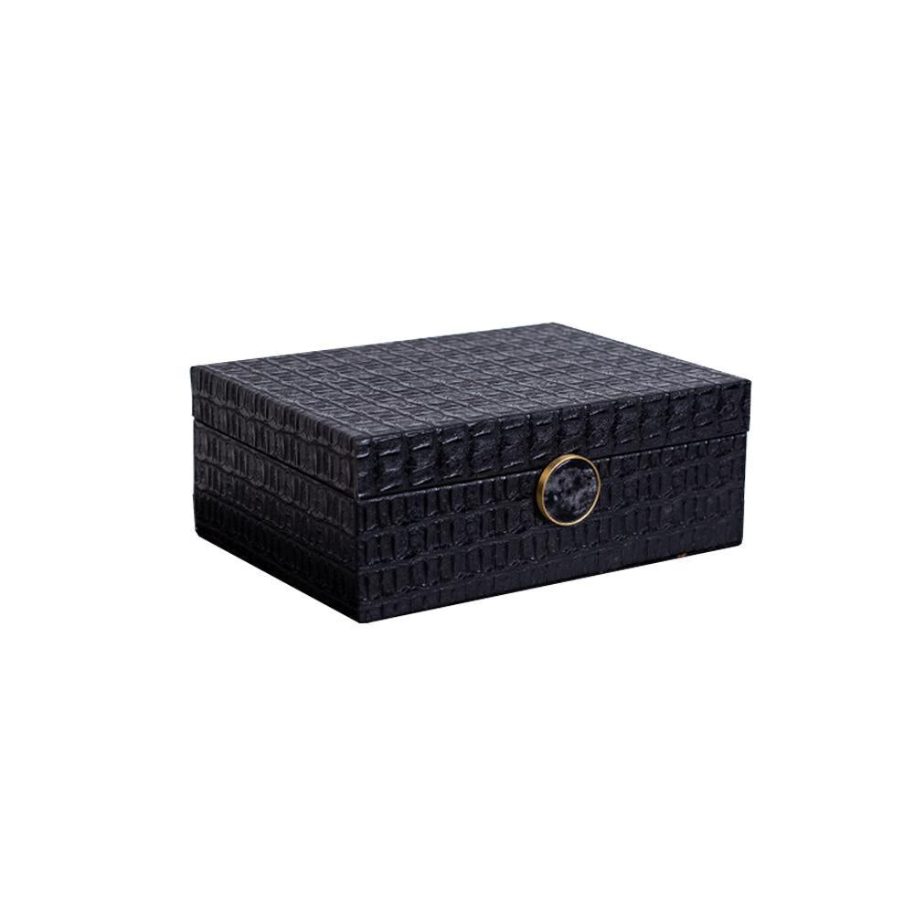 Black Leather & Brass Decroative Box Large FB-PG2015B
