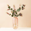 Faux Pink Flowers in Glass Vase زهور مزهرية