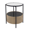 Black & Natural Metal End Table with Mirror Top 19122