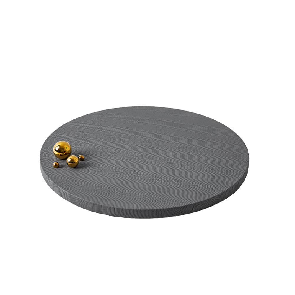 Grey Round Leather Tray with Stainless Steel FB-PG2007B