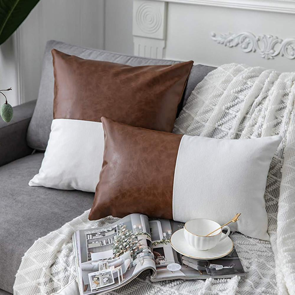 Tan Faux Leather Cushion MND171