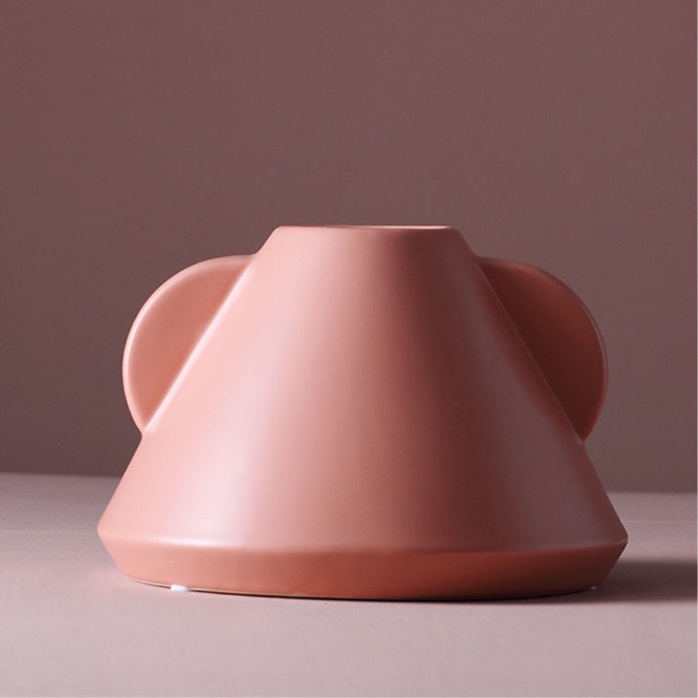 Dusty Pink Ceramic Vase with Semicircular Detail CT-A-3