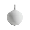 White Ceramic Textured Round Vase with Long Neck مزهرية