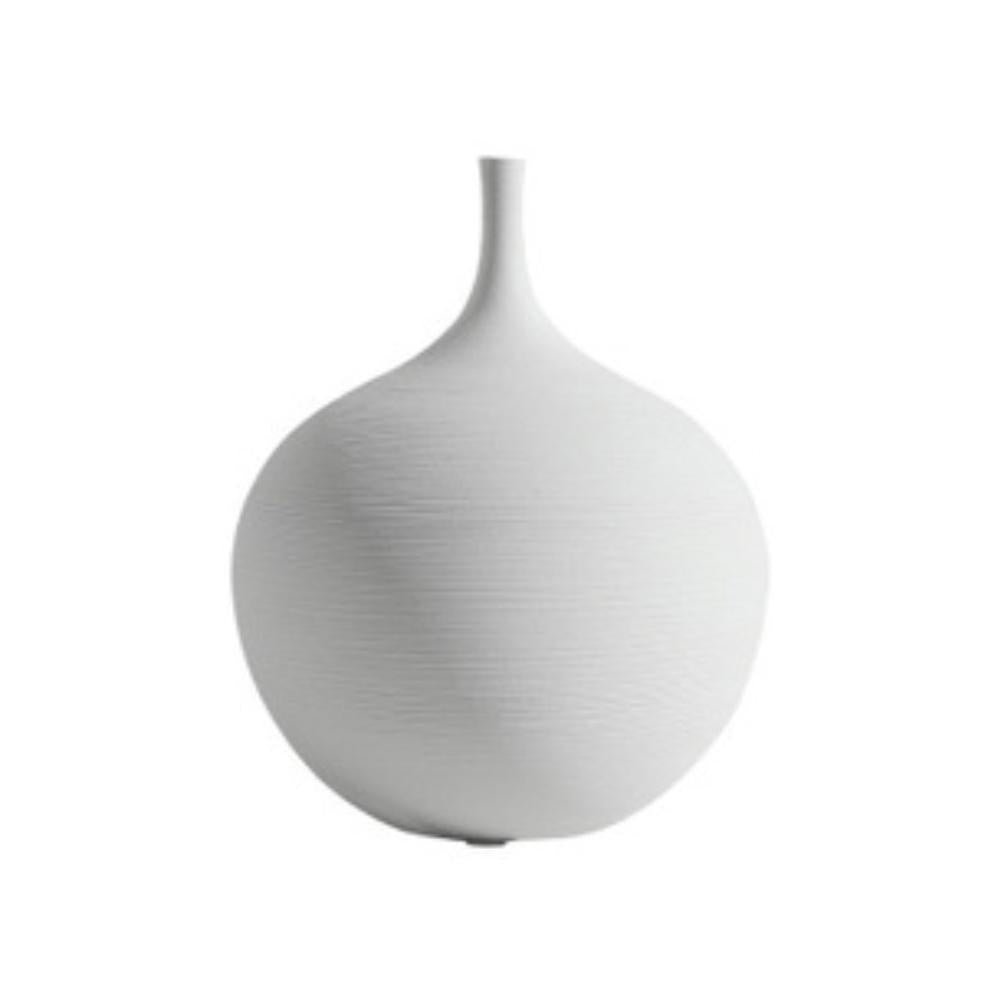 White Ceramic Textured Round Vase with Long Neck ZD-100