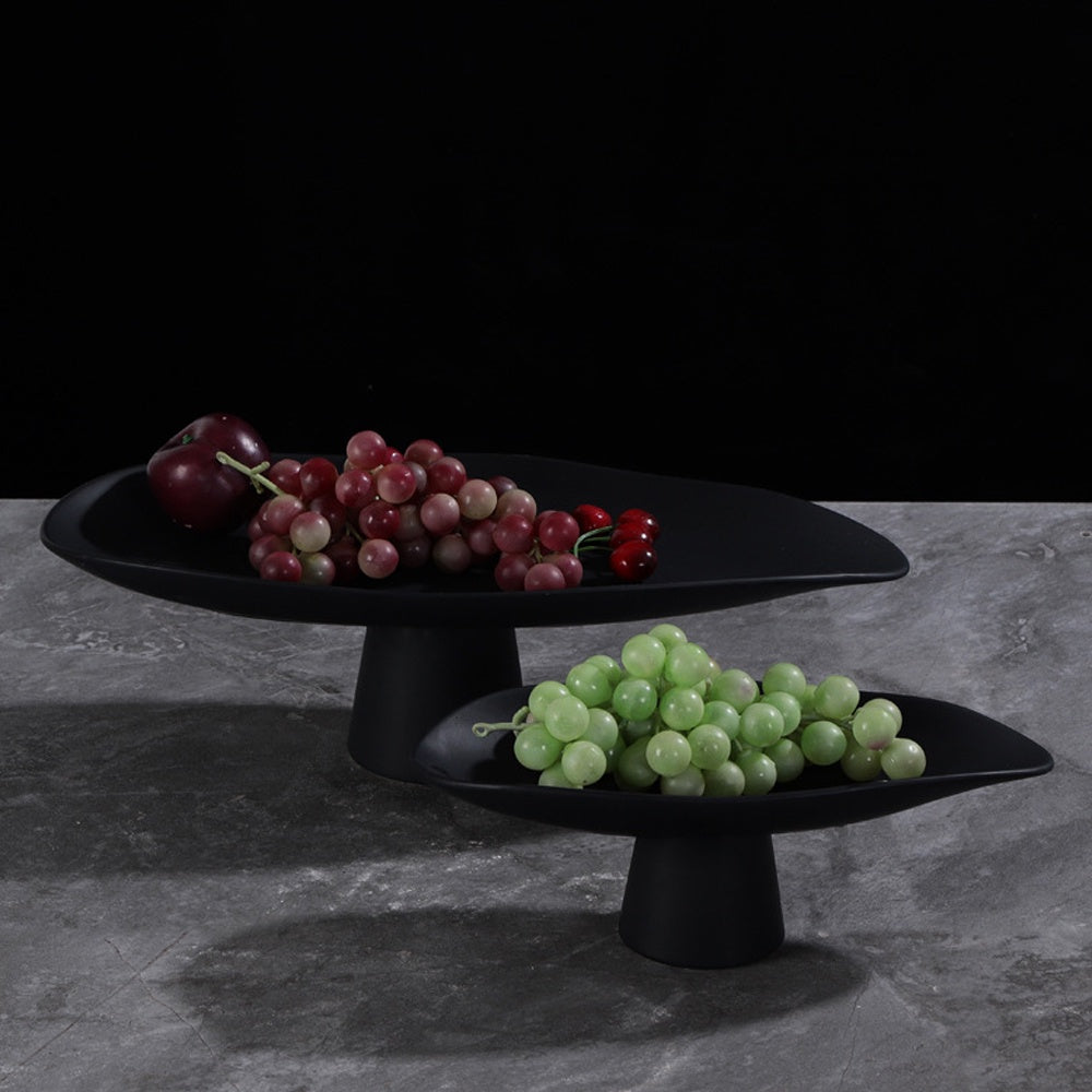 Black Ceramic Platter with Pedestal - Small LT665B-S