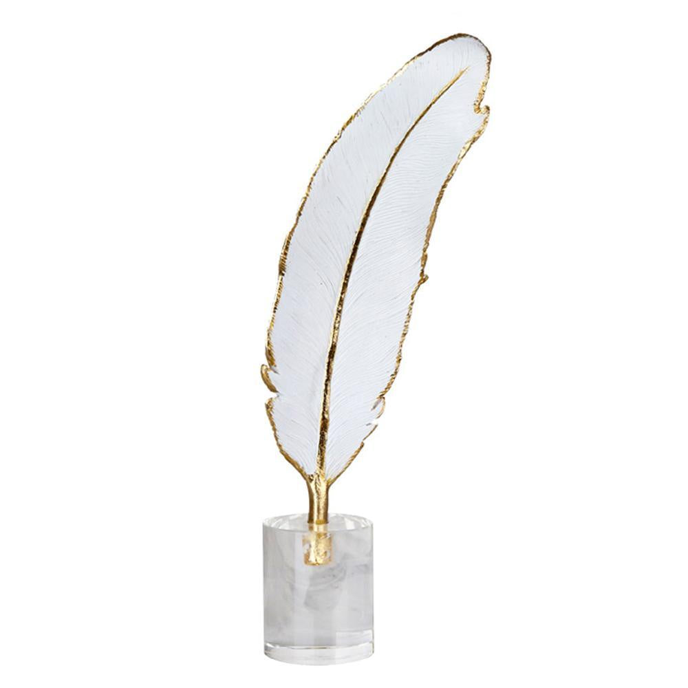 White Feather with Gold Detail and Crystal Base - Large FA-SZ1801A