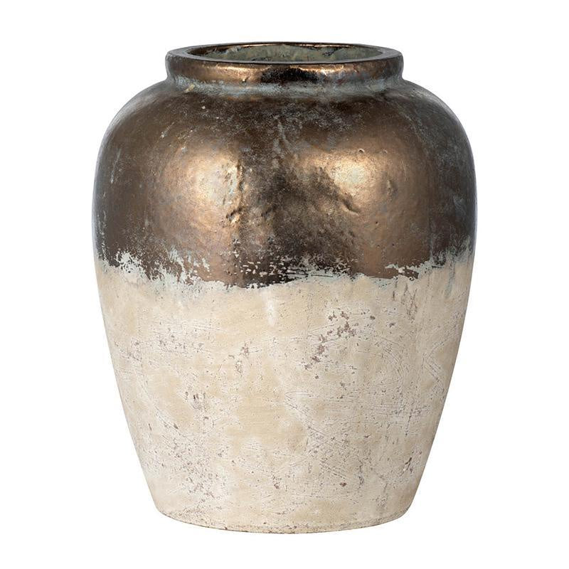 Distressed Ceramic Vase with Metallic Finish 1344