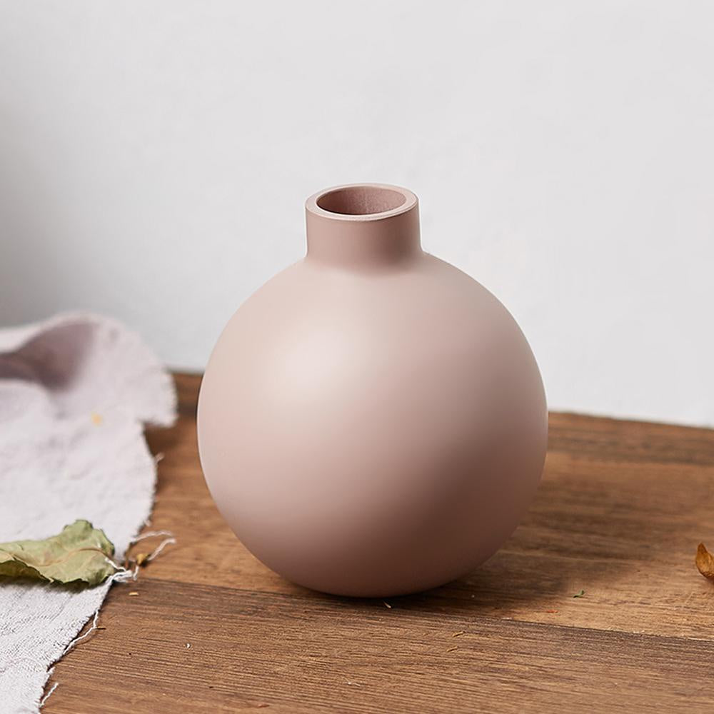 Dusty Rose Ceramic Round Vase