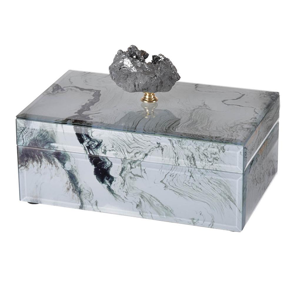 White Marbled Pattern Box with Stone Detail 41376