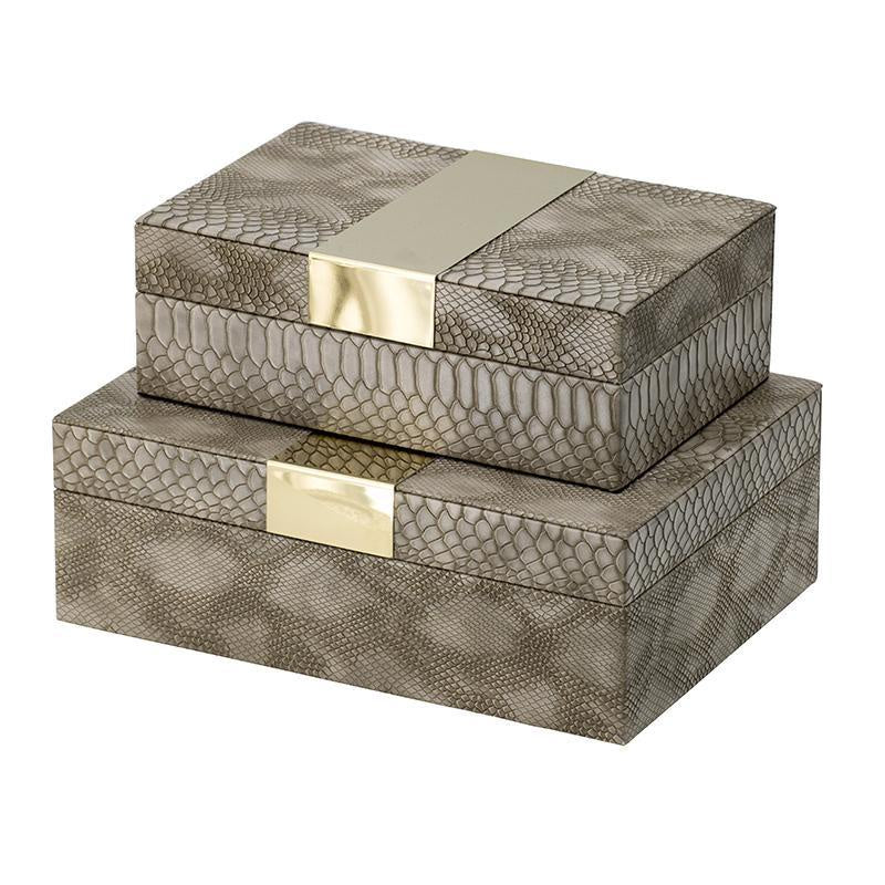 Set of 2 Boxes with Gold Accent 45474