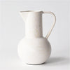 Small Ceramic Pitcher with Texture Detail White مزهرية