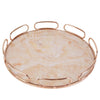 Round Metal Tray with Glass Top and Rose Gold Finish FACBJ05