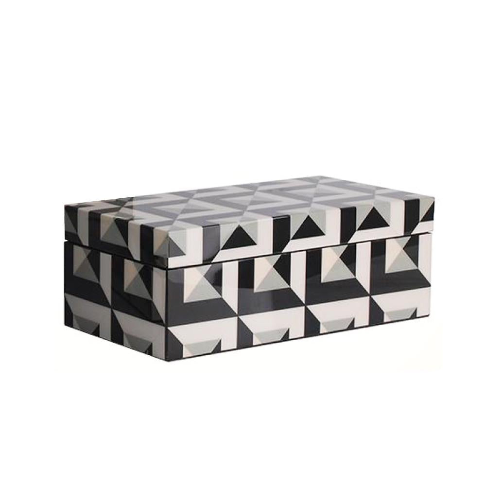 Black, White & Grey Piano Lacquer Rectangular Box S720915