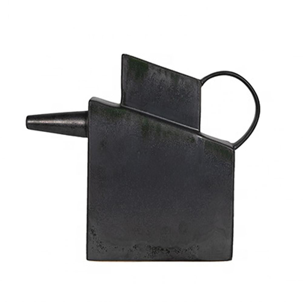 Matte Black Ceramic Vase with Handle & Spout HPJSY3536L