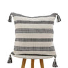 Black & White Woven Striped Cushion with Black Tassels MND240