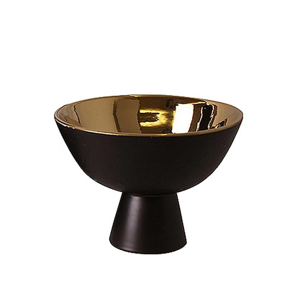 Black & Gold Ceramic Pedestal Bowl FA-D2084C