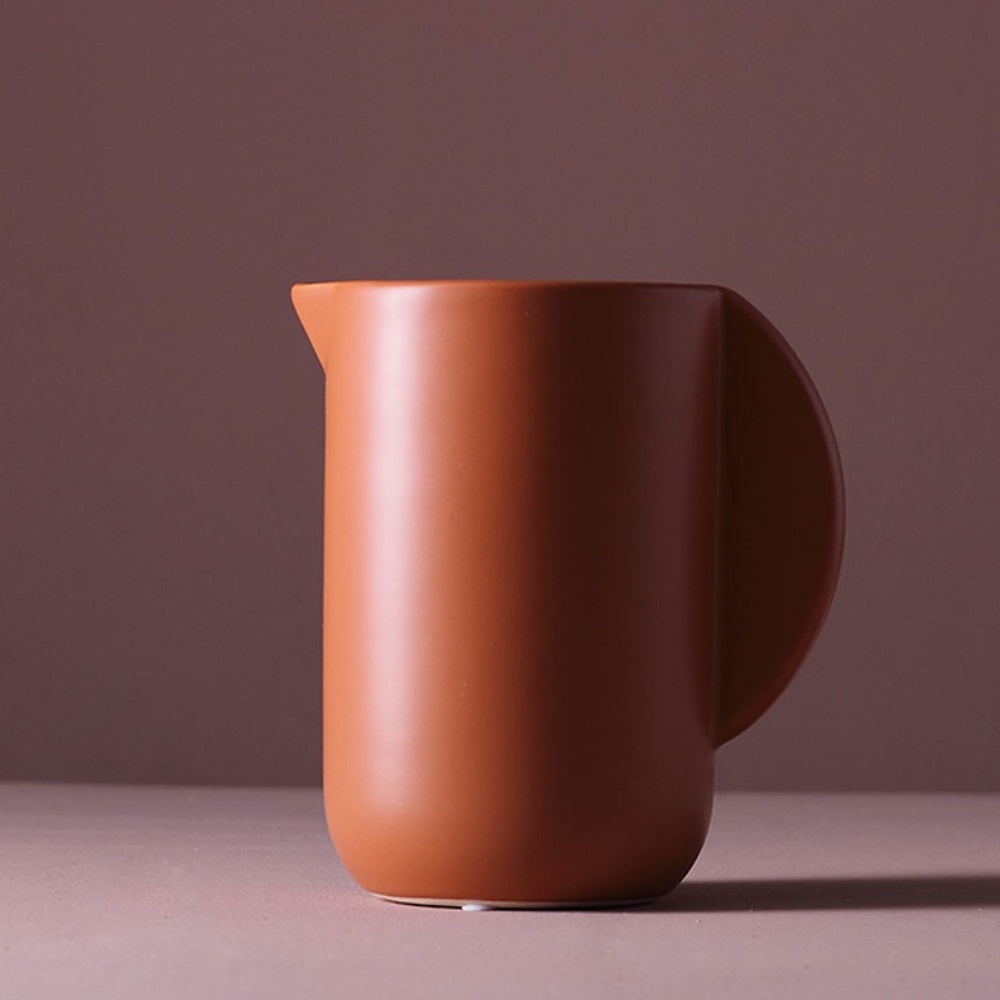 Terracotta Ceramic Pitcher with Semicircular Detail CT-A-5