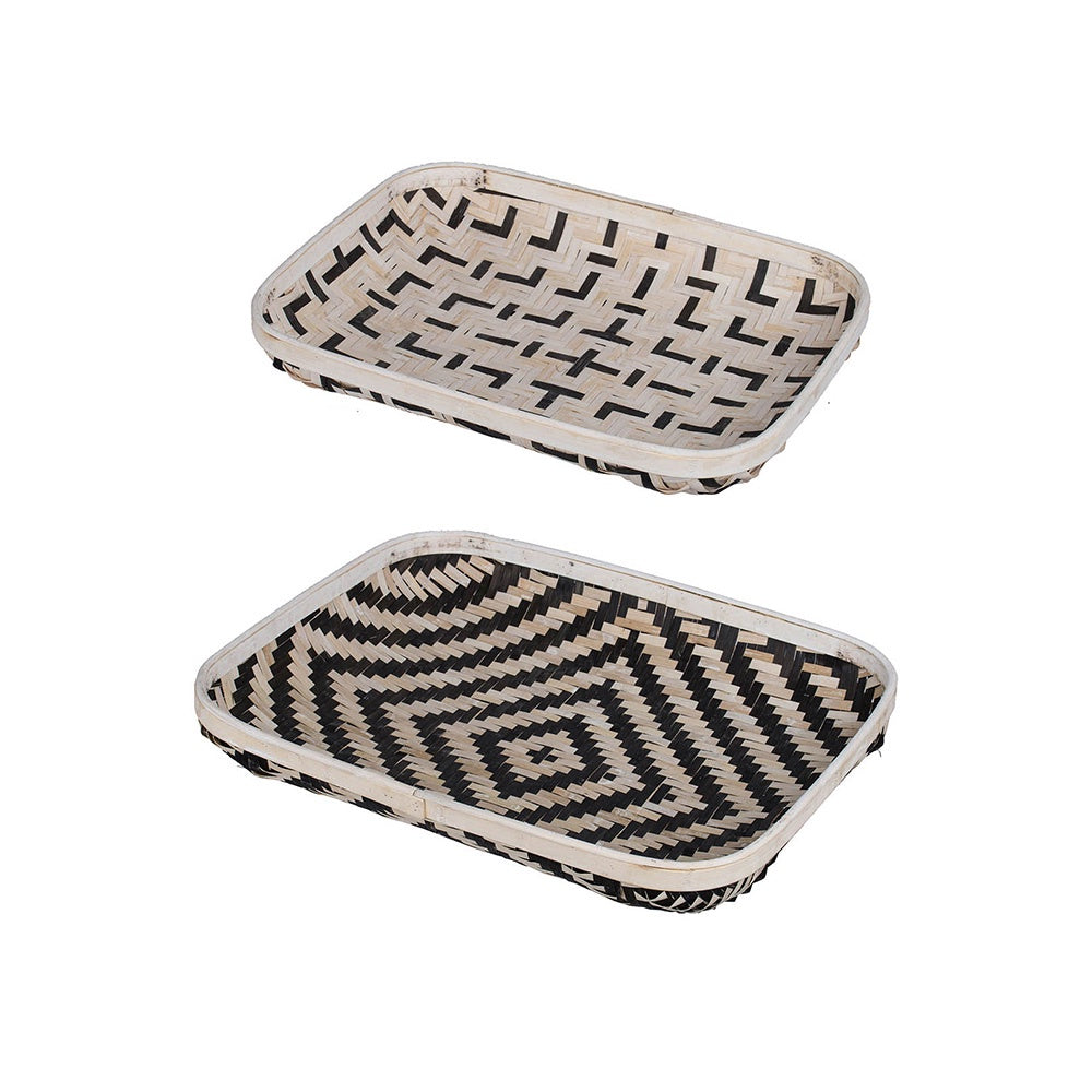 Set of 2 Geometric Black & White  Wash Trays 43795