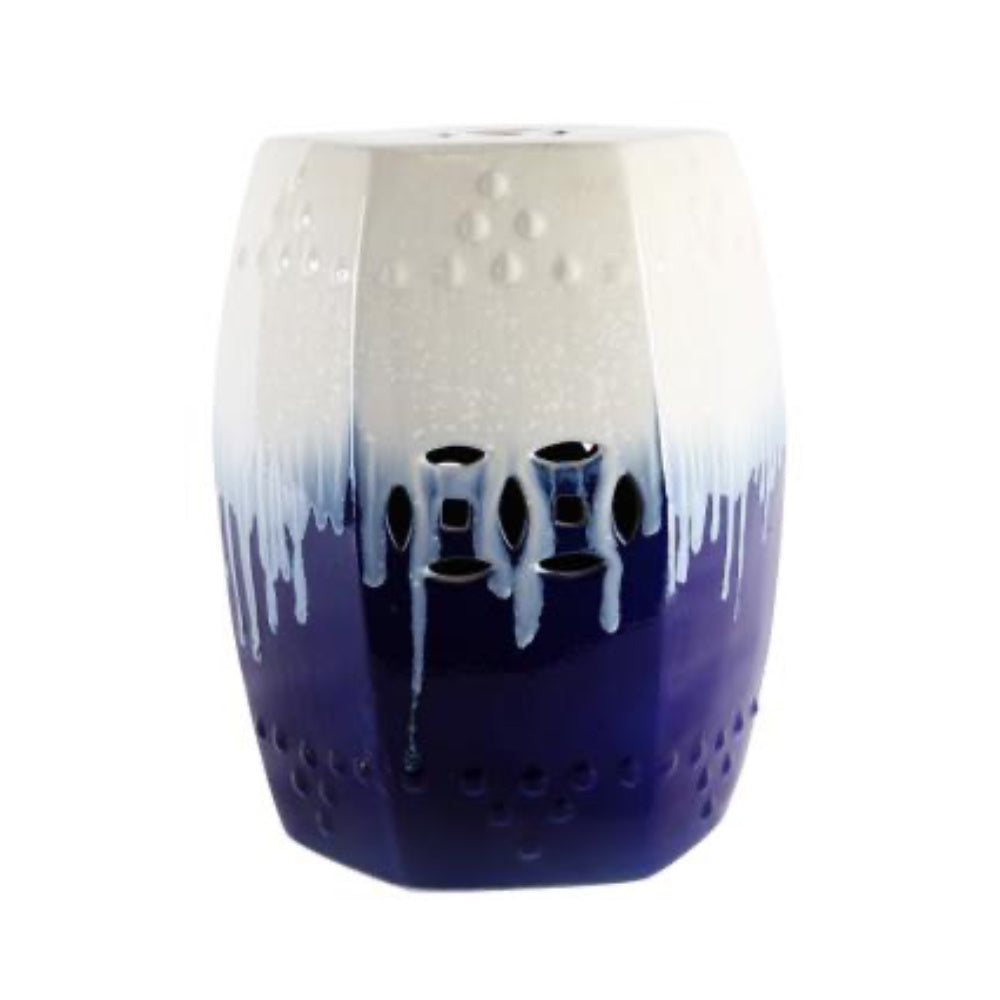 Deep Blue & White Ceramic Stool 300208