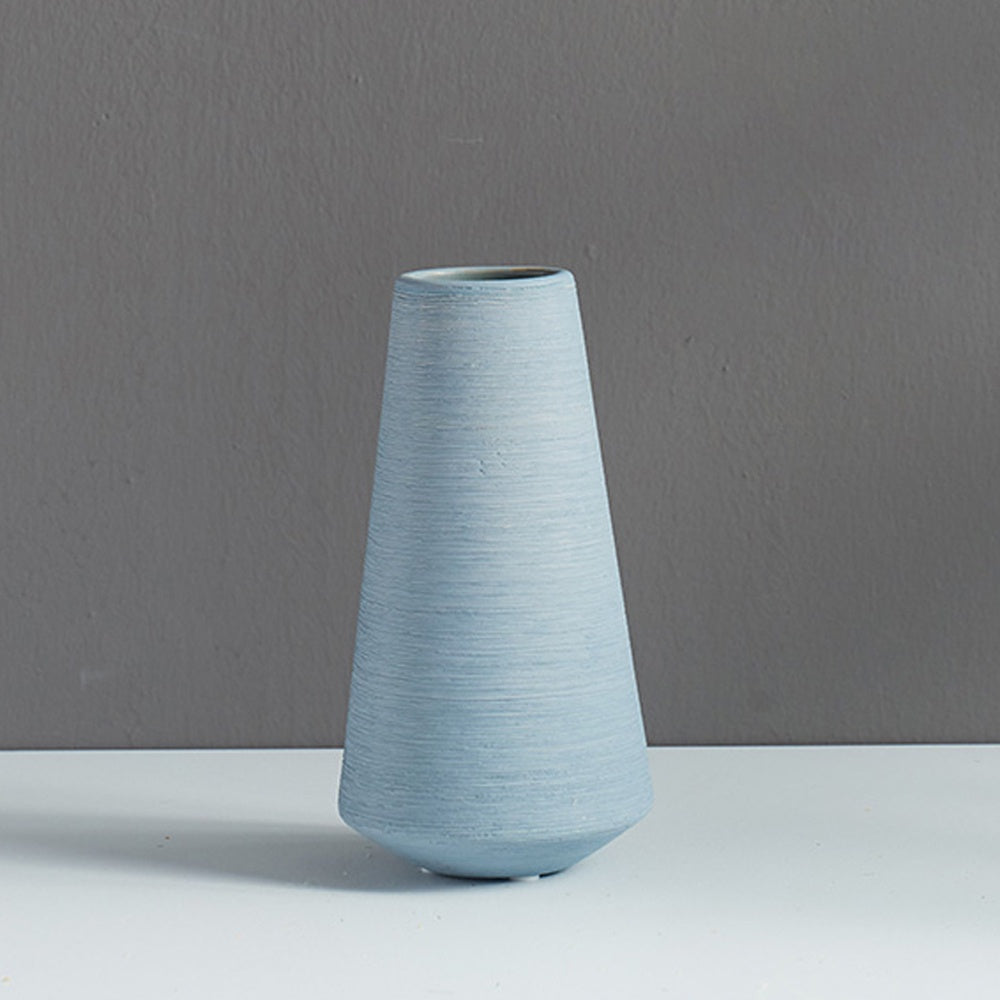 Textured Pale Blue Ceramic Vase QFTC005