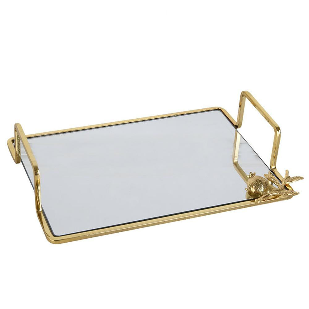 Metal Tray with Mirror Top and Floral Detail FC-W1804