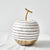 Black & White Striped Ceramic Apple with Gold Base 7D41002N