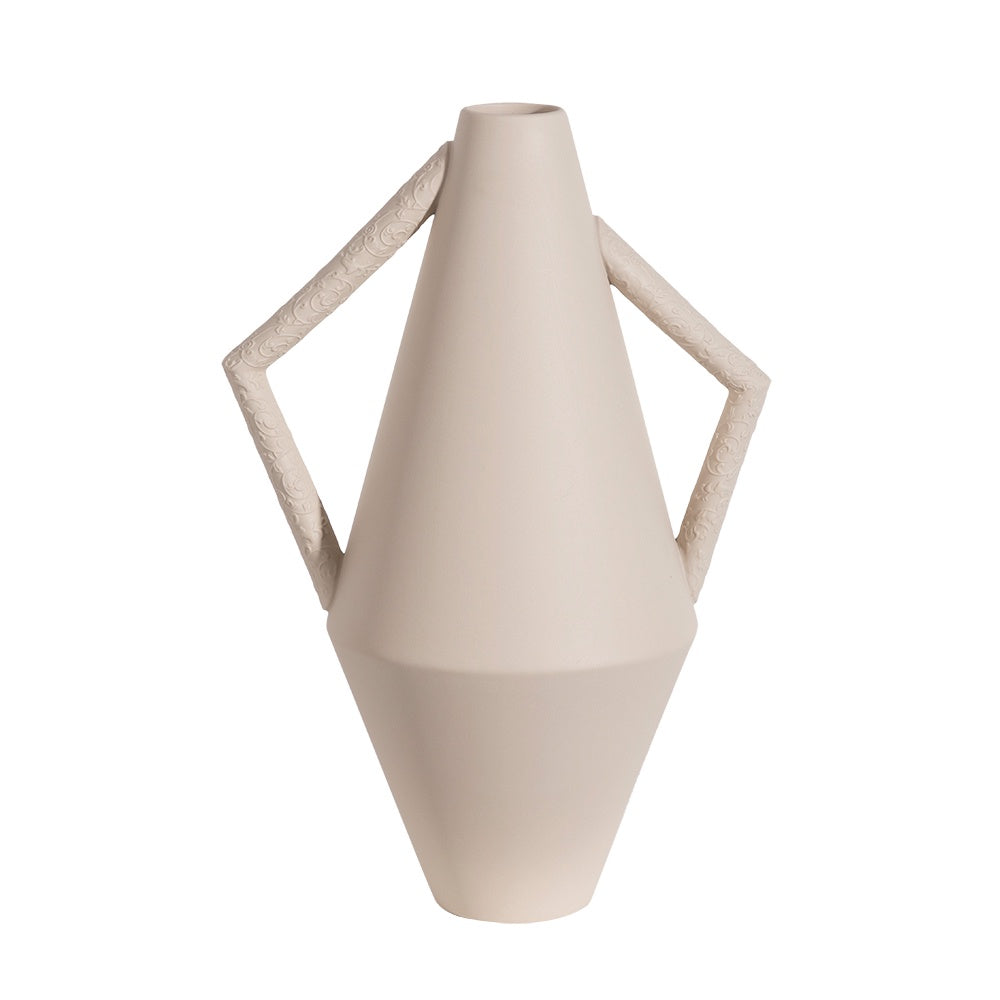 Beige Porcelain Vessel with Irregular Handle Detail - Large CY3878G
