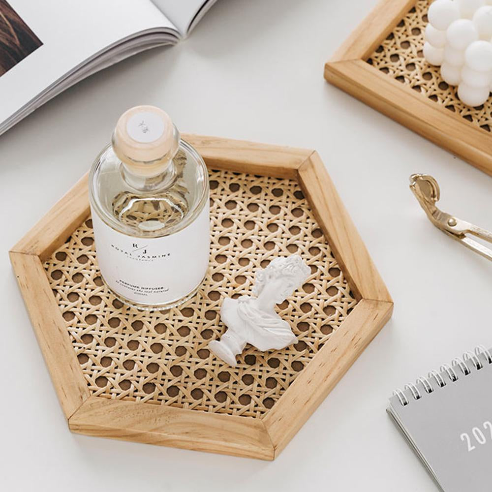 Natural Cane Hexagon Tray 200178DC-NAT