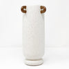 White Ceramic Vase with Contrast Details - Tall مزهرية