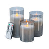 Set of 3 LED Wax Candle with Remote - Smoke 470006-SMOK-DS