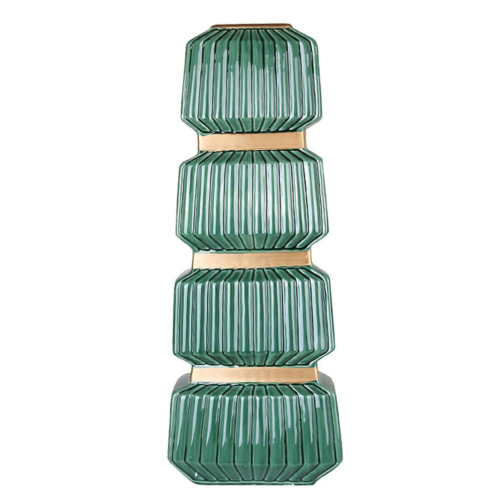 Sea Green and Gold Ceramic Vase - Large FL-D445A